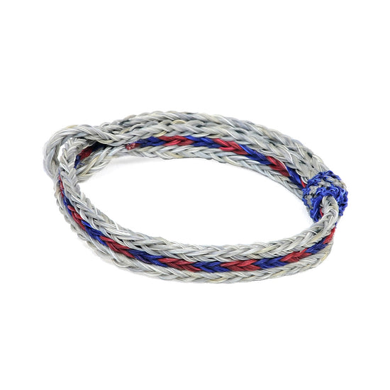 Braided Horsehair Bracelet - #34 RED/BLU/GREY