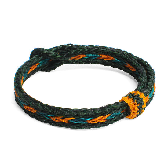 Braided Horsehair Bracelet - #35 GRN/ORG/FOREST