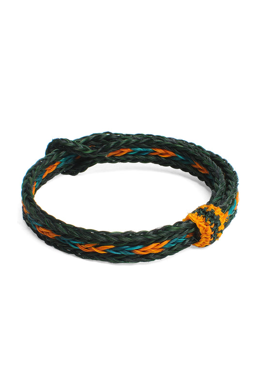 Braided Horsehair Bracelet - #35 GRN/ORG/FOREST