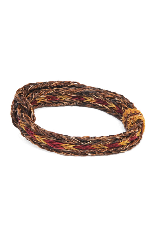 Braided Horsehair Bracelet - #36 RED/GLD/TAN