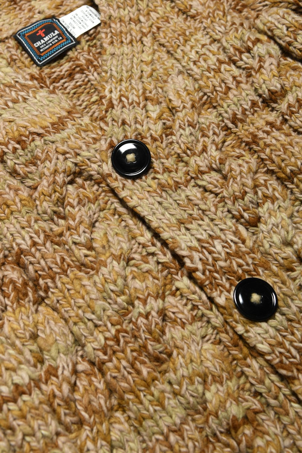 Mix Fisherman V Neck Cardigan - Dk Beige Mix