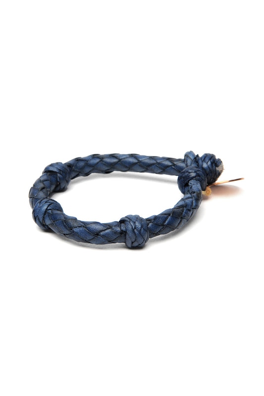 Round Leather Bracelet  - Blue 1