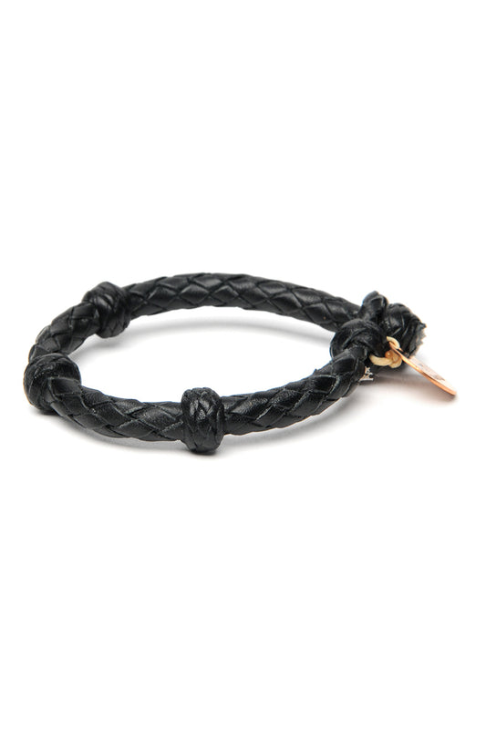 Round Leather Bracelet  - Black
